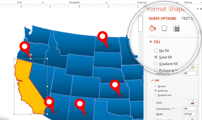 How to edit a US Map Template design