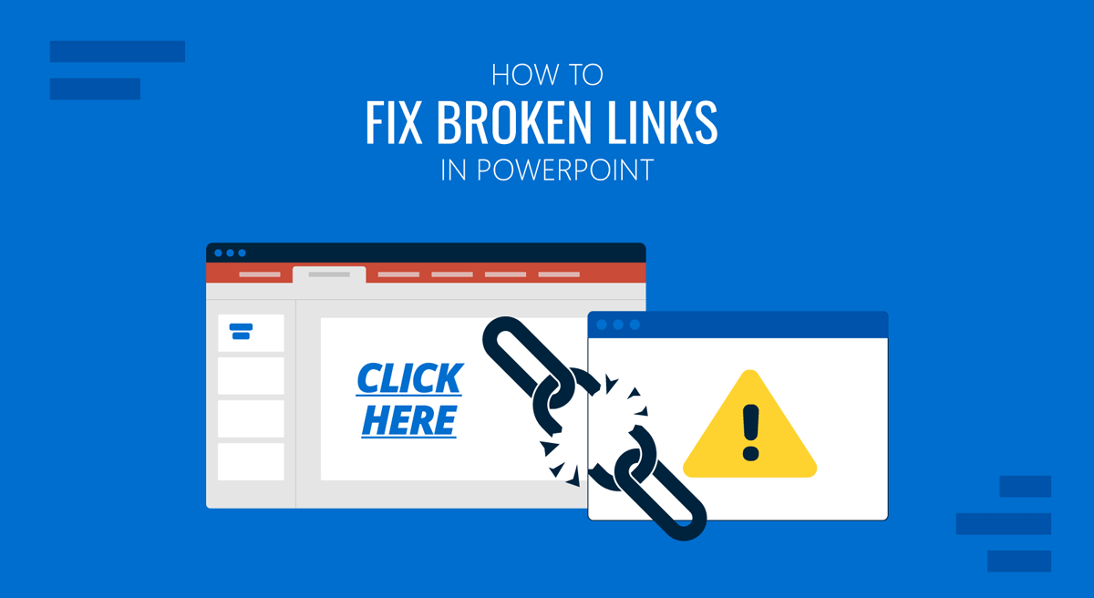 Cover for How to Fix Broken Links in PowerPoint guide by SlideModel