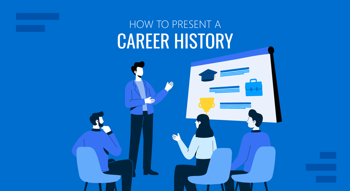 Cover for Career History Presentation guide by SlideModel