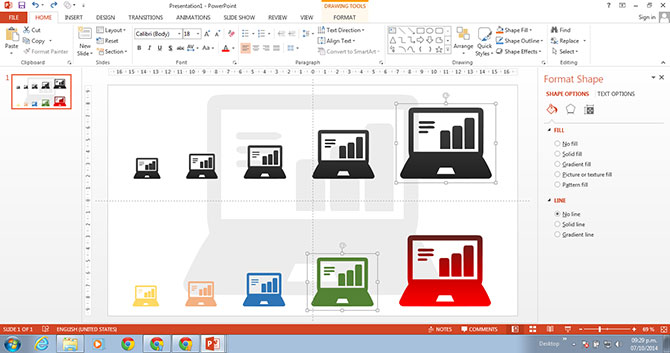 PowerPoint Laptop Icons featuring different sizes and colors