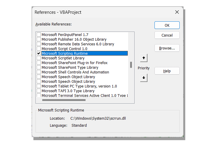 Activating the Microsoft Scripting Runtime