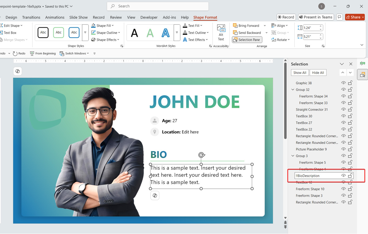 Use !! prefix in PowerPoint animation pane to control how Morph transition works