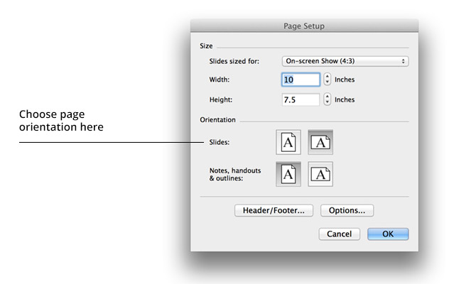 page setup powerpoint for mac