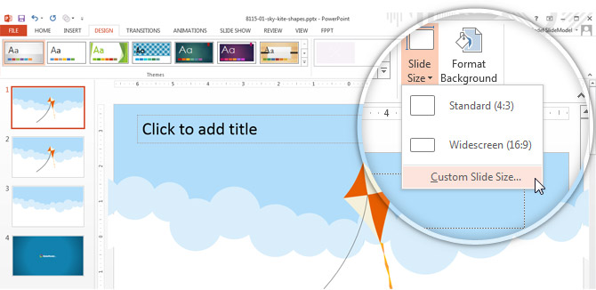 powerpoint slide size default