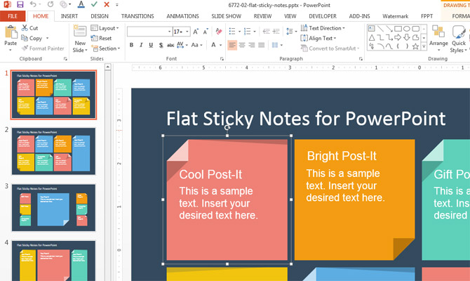 stickies in powerpoint for mac