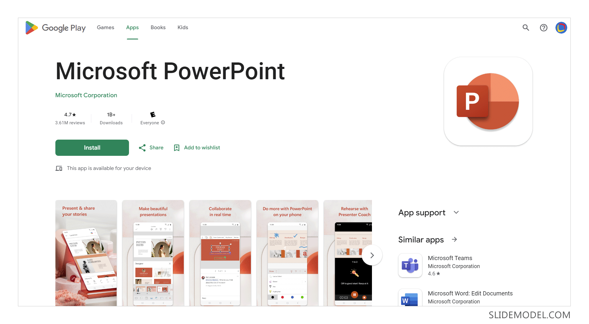 PowerPoint mobile app