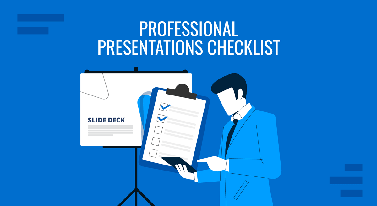 Cover for Presentation Checklist guide by SlideModel