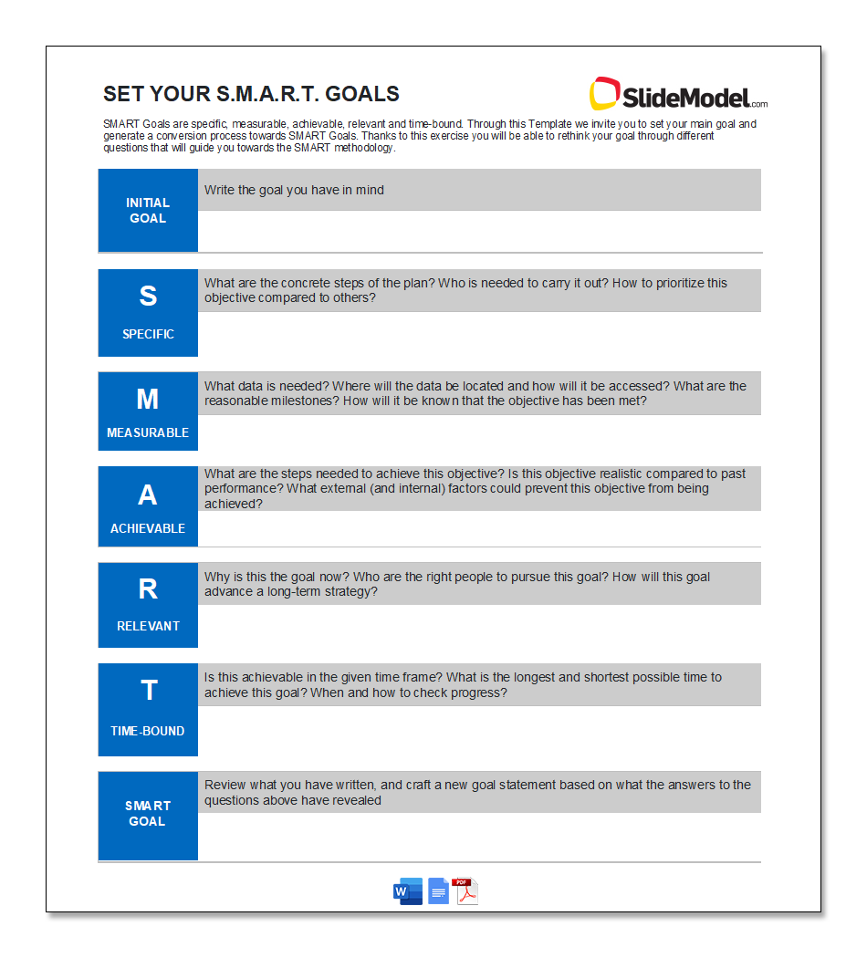 SMART Goals FREE template for Word, Google Docs and PDF