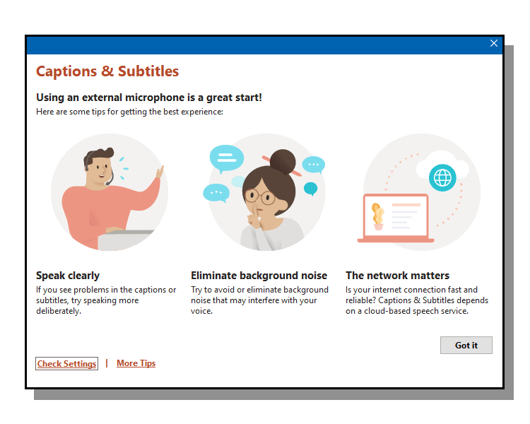 Captions & Subtitles Window in PowerPoint