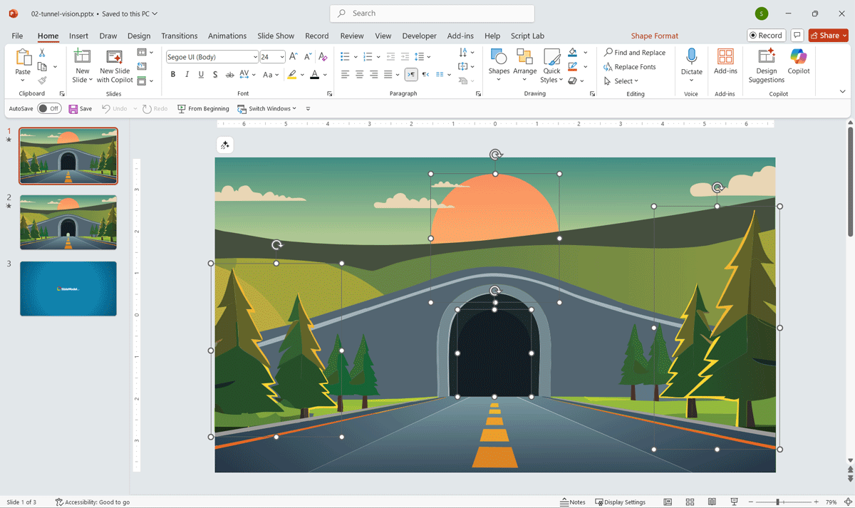 Example of SVG illustration created with Adobe Illustrator AI tool and imported into PowerPoint - Tunnel Vision