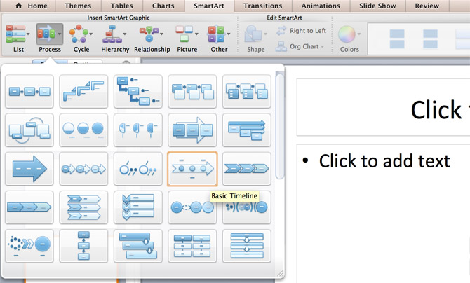 Using SmartArt Graphics to Make a Timeline in PowerPoint 2011 for Mac ...