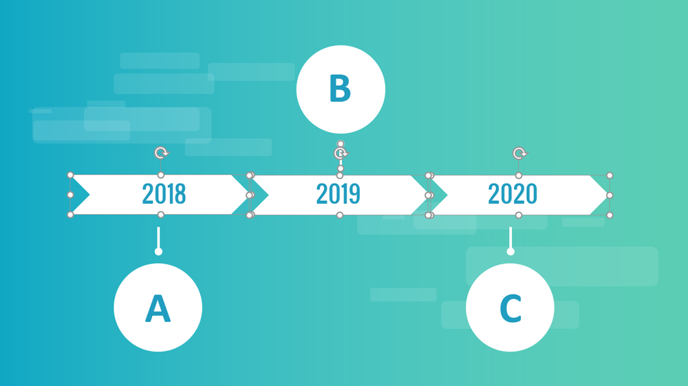 Timeline created with PowerPoint shapes