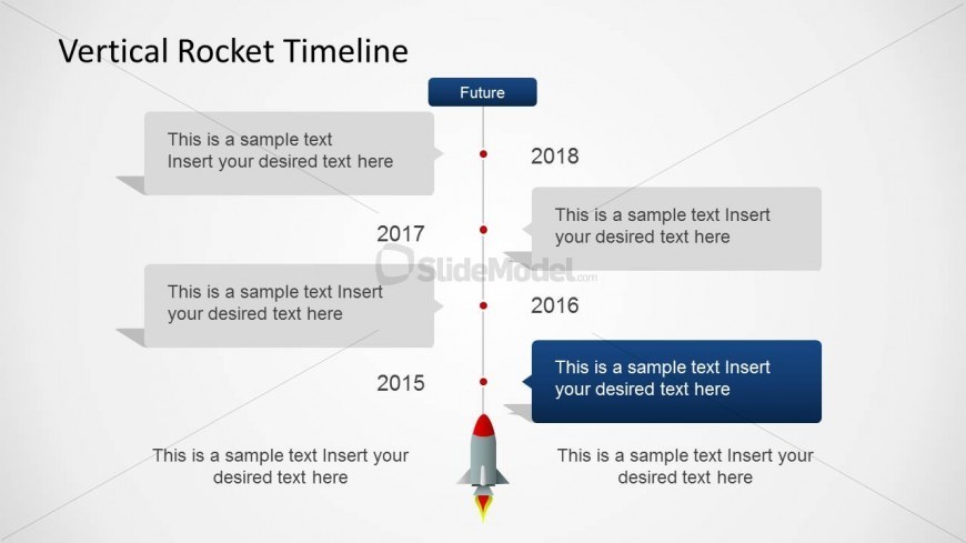 Creative timeline template design for PowerPoint that you can use to create a timeline or product launch plan using Microsoft PowerPoint. This timeline template with rocket illustration can help you to prepare a roadmap slide design. Alternatively you can download Roadmap PowerPoint templates for presentations.