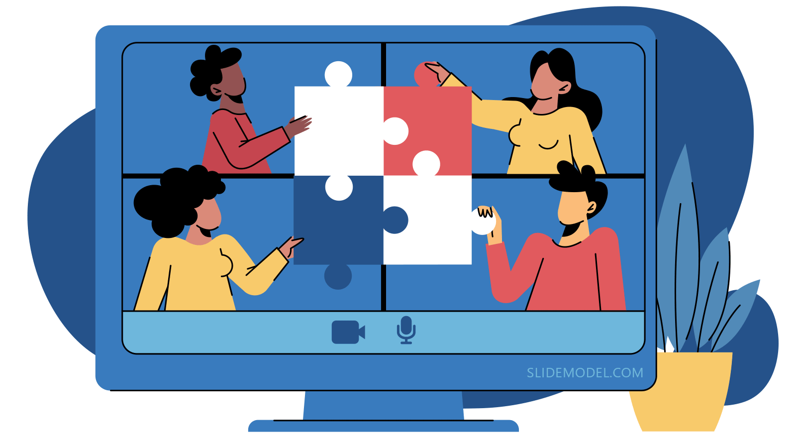 Virtual Puzzle Activity for Team Building - Virtual Puzzle activity with remote coworkers - Source: SlideModel