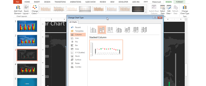 Stacked Bar Chart Selection in PowerPoint